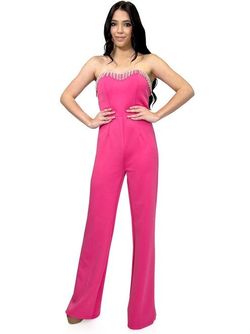 Style 8180 Marc Defang Hot Pink Size 6 Interview Fun Fashion Jumpsuit Dress on Queenly
