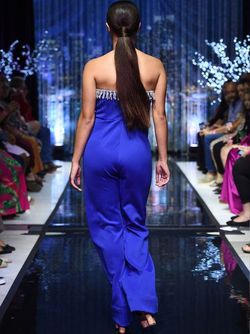 Style 8180 Marc Defang Royal Blue Size 14 Plus Size Jumpsuit Dress on Queenly