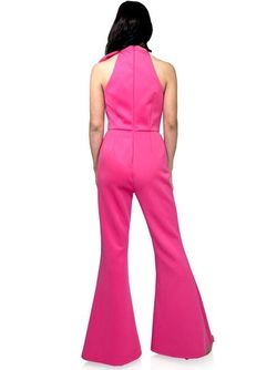 Style 8226 Marc Defang Hot Pink Size 12 Plus Size Fun Fashion Floor Length Jumpsuit Dress on Queenly