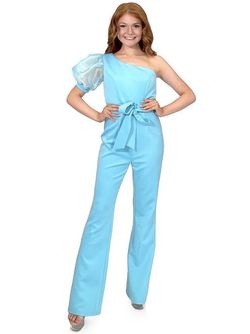 Style 8179 Marc Defang Blue Size 4 Tall Height Interview Fun Fashion Jumpsuit Dress on Queenly