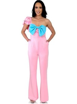 Style 8285 Marc Defang Pink Size 4 Pageant Interview Cap Sleeve Jumpsuit Dress on Queenly