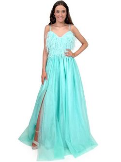 Style 8170 Marc Defang Light Green Size 4 Floor Length 8170 Tall Height Side slit Dress on Queenly