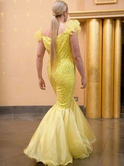 Style 5088A Marc Defang Yellow Size 4 Floor Length Tall Height 5088a Jumpsuit Dress on Queenly