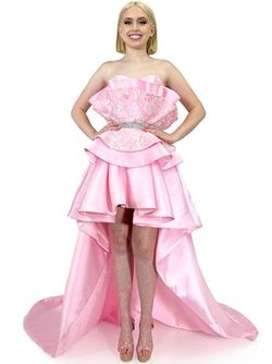 Style 8128 Marc Defang Pink Size 2 Floor Length Black Tie Side slit Dress on Queenly