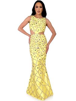 Style 8256 Marc Defang Yellow Size 00 Side Slit Tall Height Mermaid Dress on Queenly