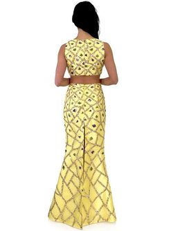 Style 8256 Marc Defang Yellow Size 2 Side Slit Pageant Floor Length Prom Mermaid Dress on Queenly