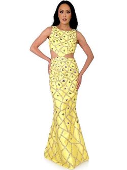 Style 8256 Marc Defang Yellow Size 2 Floor Length Prom Mermaid Dress on Queenly