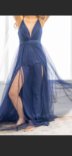 Lulus Blue Size 0 Sorority Medium Height Floor Length Straight Dress on Queenly