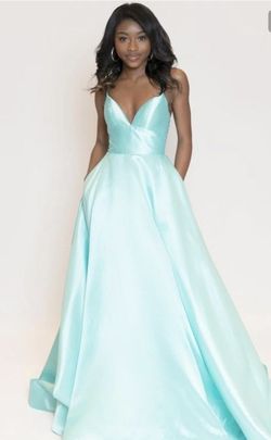 Style 53661 Sherri Hill Blue Size 6 Turquoise Free Shipping Pockets Ball gown on Queenly