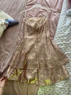 Style #W451R204 B. Darlin Gold Size 10 Quinceanera Straight Dress on Queenly