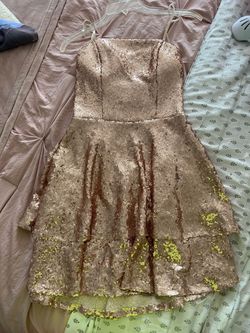 Style #W451R204 B. Darlin Gold Size 10 Quinceanera Straight Dress on Queenly