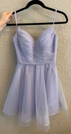 La Femme Purple Size 0 Medium Height Lavender Spaghetti Strap Appearance Sorority Formal Cocktail Dress on Queenly