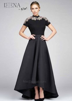 Mac Duggal Black Size 6 Floral Cap Sleeve High Neck Ball gown on Queenly