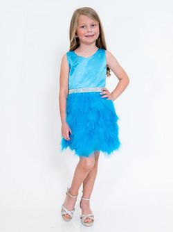 Style 5072 Marc Defang Blue Size 00 Feather Tall Height Cocktail Dress on Queenly
