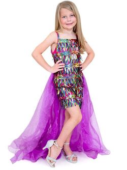 Style 5010 Marc Defang Multicolor Size 00 Fun Fashion Overskirt Girls Size Jumpsuit Dress on Queenly