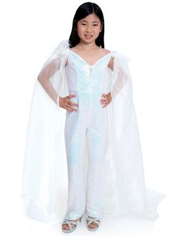 Style 8099K Marc Defang Blue Size 00 Cape Fun Fashion Girls Size Jumpsuit Dress on Queenly