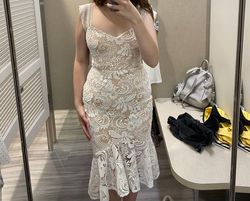 Guess White Size 6 Graduation Embroidery Homecoming Cocktail Dress on Queenly