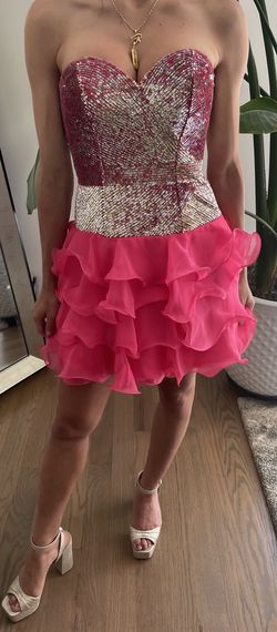 Style 1109713 Sherri Hill Hot Pink Size 4 Barbiecore Fun Fashion Cocktail Dress on Queenly