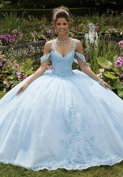 Style 89265 MORILEE Blue Size 12 Floor Length Ball gown on Queenly