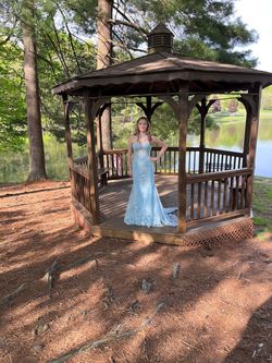 Rachel Allan Blue Size 0 Prom Floor Length Free Shipping Mermaid Dress on Queenly