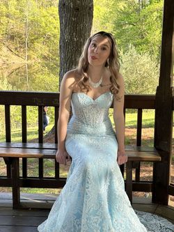Rachel Allan Blue Size 0 Prom Floor Length Free Shipping Mermaid Dress on Queenly