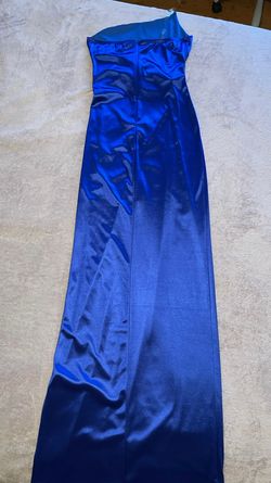 Fashion Nova Blue Size 8 Floor Length Pageant One Shoulder Side slit Dress on Queenly
