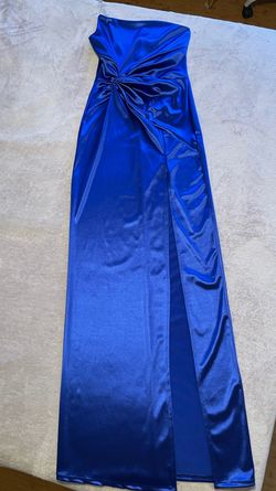 Fashion Nova Blue Size 8 Pageant Floor Length Side slit Dress on Queenly