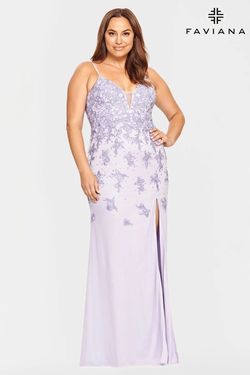 Style 9539 Faviana Light Purple Size 20 Prom Side slit Dress on Queenly