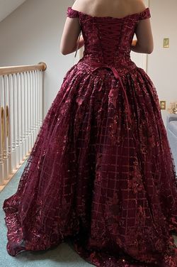 Elizabeth K Red Size 8 Bridgerton Quinceanera Burgundy Ball gown on Queenly