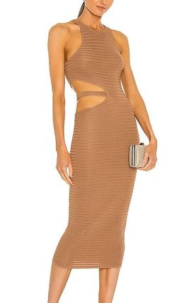 Michael Costello Brown Size 8 High Neck Cocktail Dress on Queenly