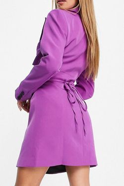 Topshop Purple Size 6 Long Sleeve Mini 50 Off Cocktail Dress on Queenly