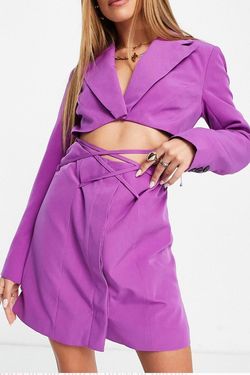 Topshop Purple Size 6 Long Sleeve Mini Cut Out Cocktail Dress on Queenly