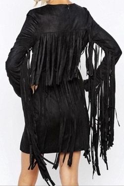 Lavish Alice Black Size 4 Suede Fringe Speakeasy Cocktail Dress on Queenly