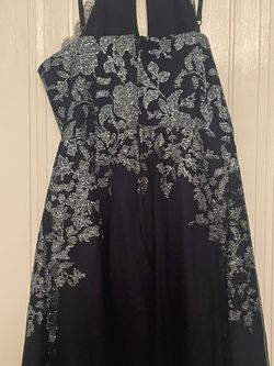 Teeze Me Blue Size 4 50 Off Prom High Neck Straight Dress on Queenly