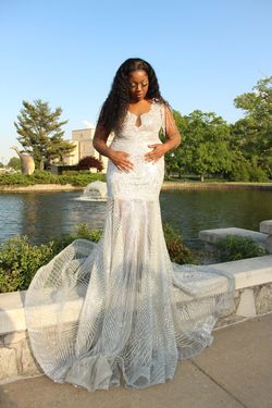 Silver Size 16 Mermaid Dress on Queenly