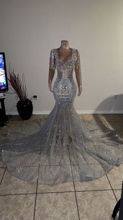 Silver Size 16 Mermaid Dress on Queenly