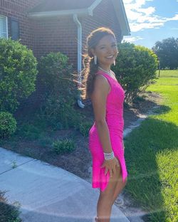 Style 54430 Sherri Hill Pink Size 2 Midi Homecoming One Shoulder Cocktail Dress on Queenly