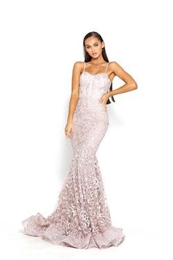 Style PS2009 Portia and Scarlett Pink Size 10 Train Floor Length Mermaid Dress on Queenly