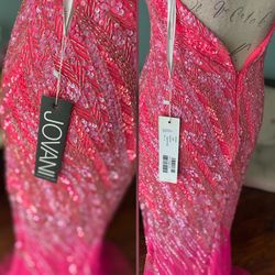Style 04195 Jovani Pink Size 2 Pageant Barbiecore Floor Length Prom Mermaid Dress on Queenly
