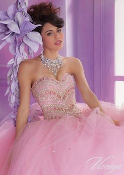 Style 89003 Madeline Gardner Pink Size 12 Quinceanera Sweet 16 Ball gown on Queenly