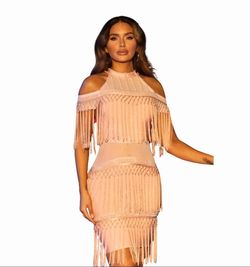 Xandra World Pink Size 4 Party Fringe Spandex Cocktail Dress on Queenly