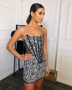Indie XO Black Size 4 Print 50 Off Sheer Cocktail Dress on Queenly