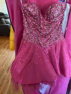Jovani Pink Size 6 Free Shipping Strapless Cocktail Dress on Queenly