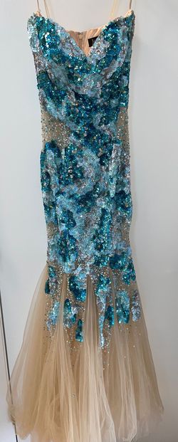 Jovani Blue Size 6 Prom Pageant Mermaid Dress on Queenly
