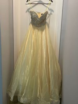 Mac Duggal Yellow Size 4 Strapless Floor Length Ball gown on Queenly
