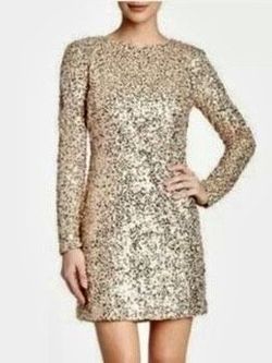 Dress the Population Gold Size 4 Sequined Mini Cocktail Dress on Queenly