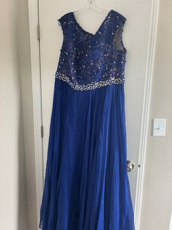Sherri Hill Blue Size 26 Train Plus Size Free Shipping A-line Dress on Queenly