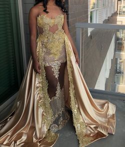 Jayda Ellis Couture Gold Size 4 Floor Length Mermaid Dress on Queenly