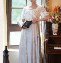 Wonderland By Lilian Nude Size 4 Lace Bridgerton Sleeves Tall Height A-line Dress on Queenly