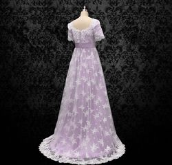 Wonderland By Lilian Purple Size 0 Train Lavender Floor Length Sleeves Mermaid A-line Dress on Queenly